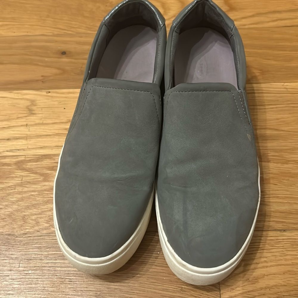 Dr Scholls Kinney Grey Suede Twin Gore Platform Slip On Sneakers Shoes Size 7M